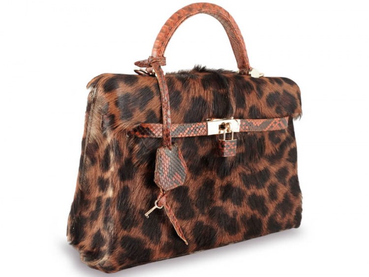 Оригинальная женская сумка из настоящего меха козы Leopard