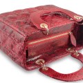 Оригинальная красная женская сумка из настоящей кожи питона