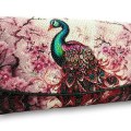 Современный женский кошелек из кожи ската с рисунком павлина