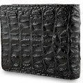 Черный мужской кошелек из натуральной кожи с загривком крокодила