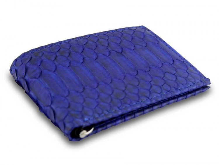 Зажим для денег из кожи питона с отделением на молнии Navy blue