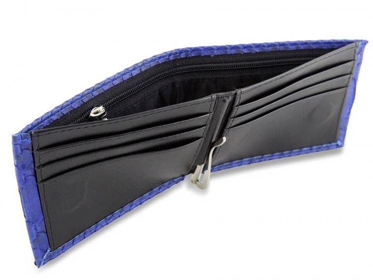 Зажим для денег из кожи питона с отделением на молнии Navy blue