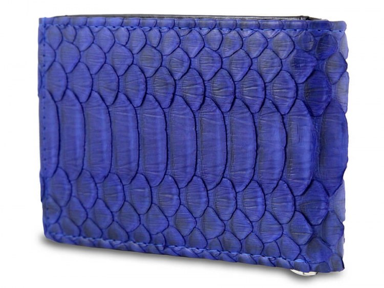 Зажим для денег из кожи питона с отделением на молнии Navy blue