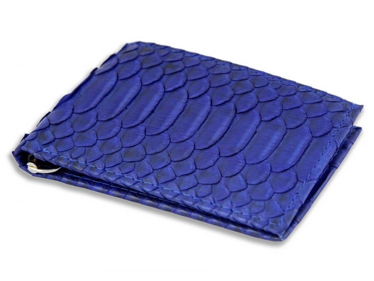 Зажим для денег из кожи питона с отделением на молнии Navy blue